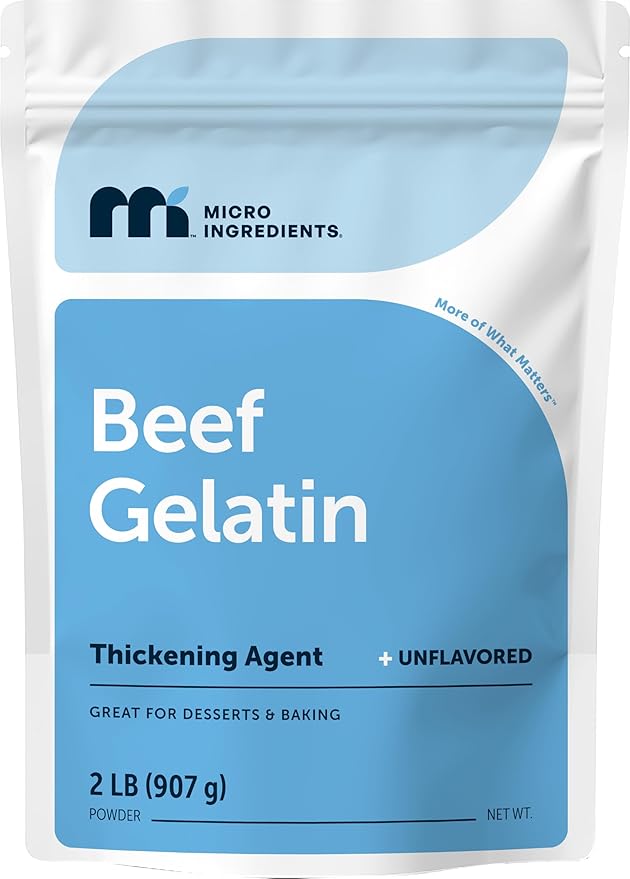 Beef Gelatin Powder 2lb (32oz) | Premium Source from Grass-Fed &amp Pasture Raised Beef | Unflavored Thickening Agent for Cooking &amp Baking | Rich in Natural Protein &amp Collagen | Non-GMO Glu