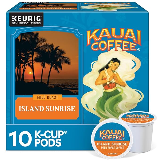 Kauai Coffee K-Cup Pods Vanilla Macadamia Nut &amp Island Sunrise (2ea / 10CT)