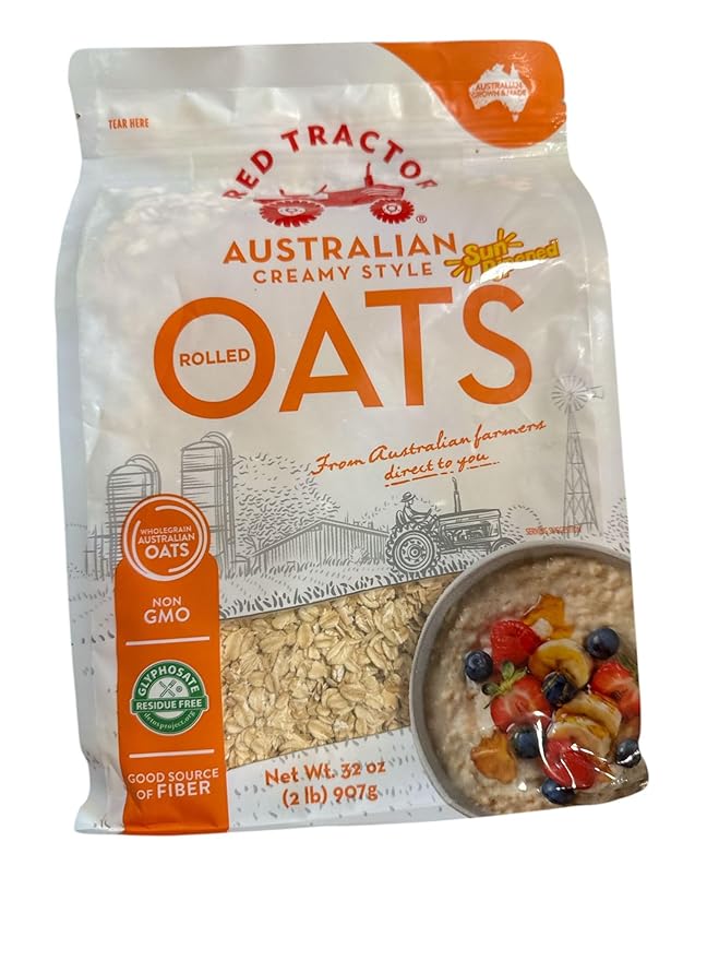 Red Tractor Australian Creamy Style Rolled Oats Non-GMO Wholegrain Glyphosate Residue Free 32 oz