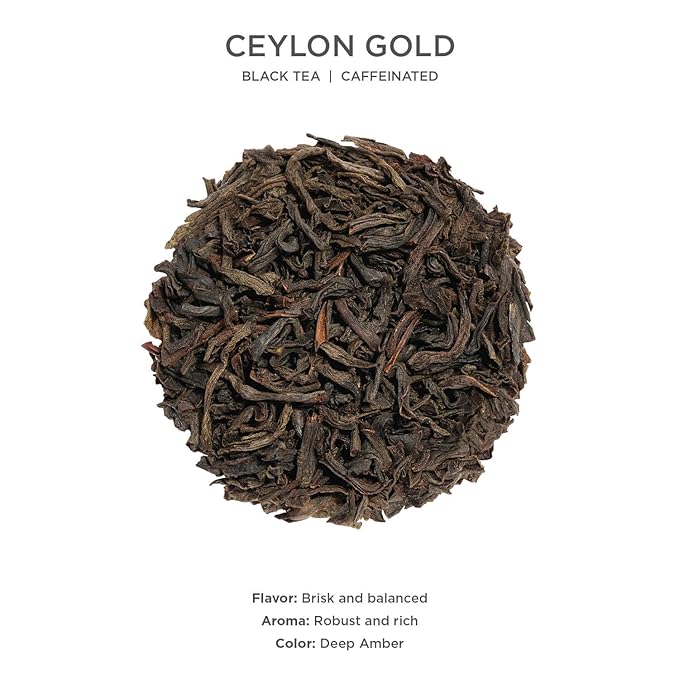 Tea Forte Ceylon Gold Premium Loose Leaf Caffeinated Black Tea Blend Canister Makes 35-50 Cups