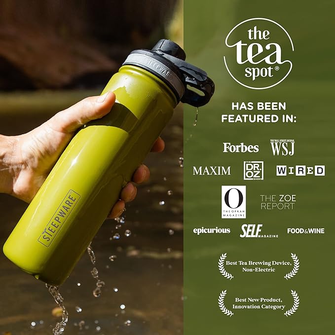 The Tea Spot Steepware Tea Tumbler Tea Thermos 22oz Violet- Travel Bottle with Tea Infuser for Loose Leaf Tea or Iced Coffee - Sleek Double-Walled Insulated Bottle