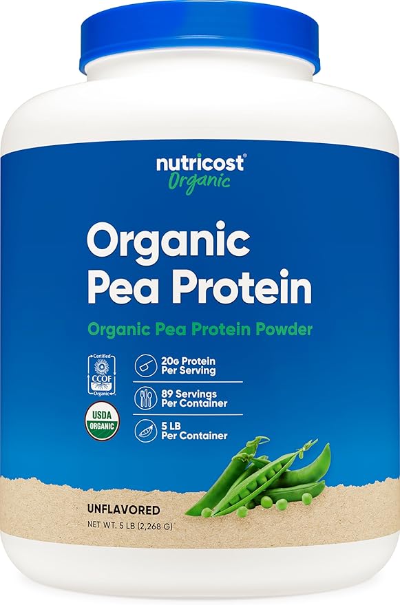 Nutricost Organic Pea Protein Isolate Powder (5LBS) - Unflavored Certified USDA Organic Protein from Plants Vegetarian Friendly Gluten Free Non-GMO