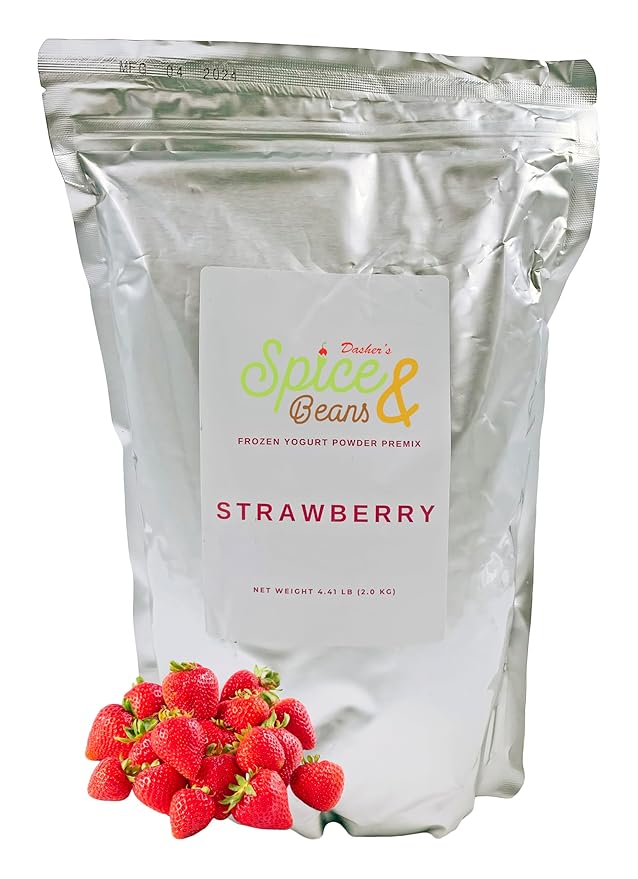 Frozen Yogurt Pre Mix Dasher's Spice &amp Beans | Gluten Free &amp Low Fat | (70.4 oz. Strawberry)