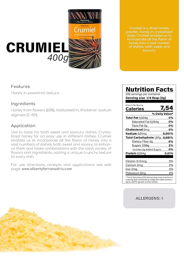 TEXTURAS | Crumiel | Crystalized Honey Powder | Surprises | by Albert y Ferran Adria | 400 gr (14.1 oz)