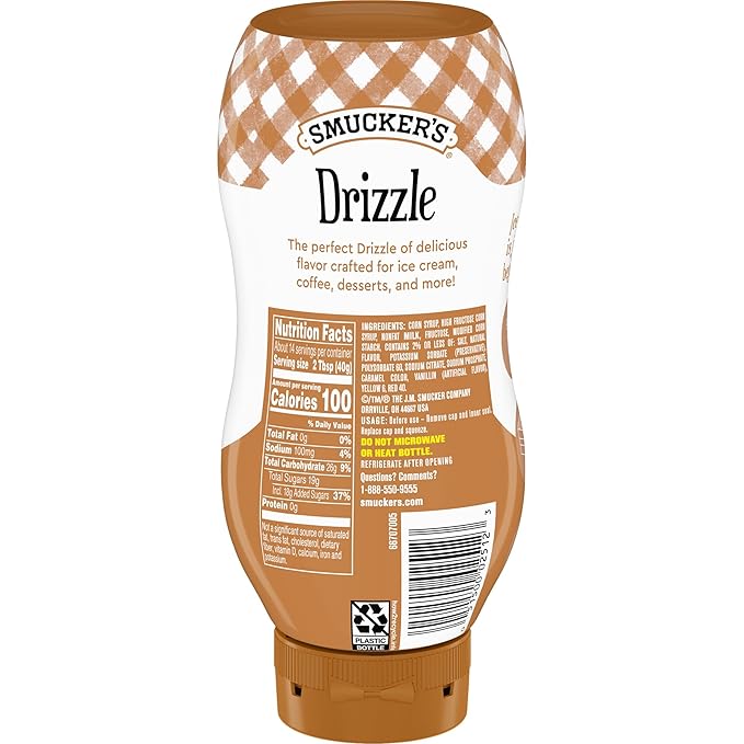 Smucker’s Drizzle Caramel Flavored Syrup 20 Oz. Squeeze Bottles (Pack of 12)