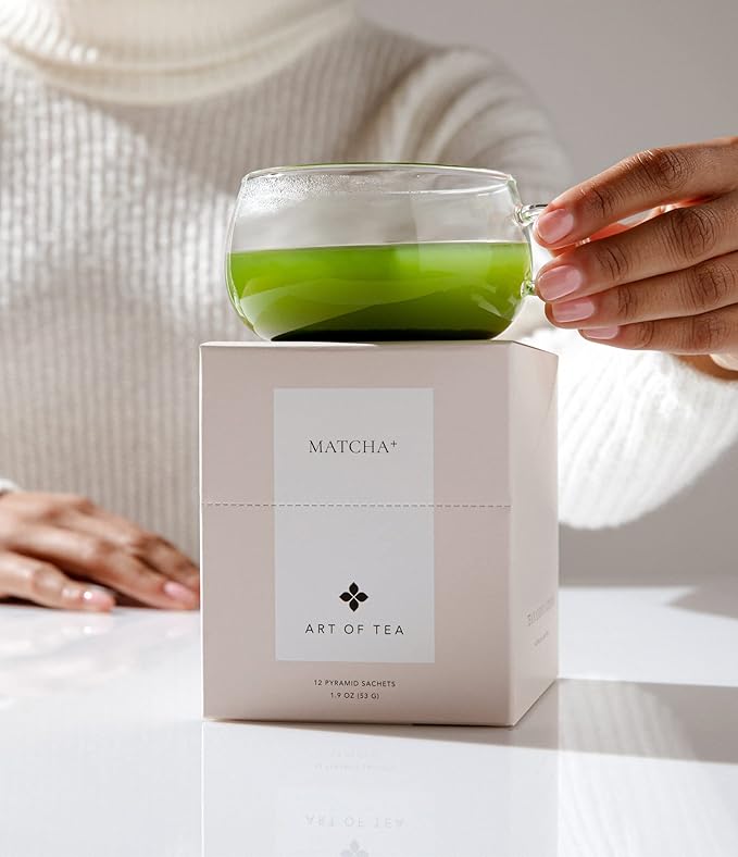 Art of Tea | Organic Matcha+ | Matcha Green Tea | 12 Count Pyramid Tea Bags Sachets