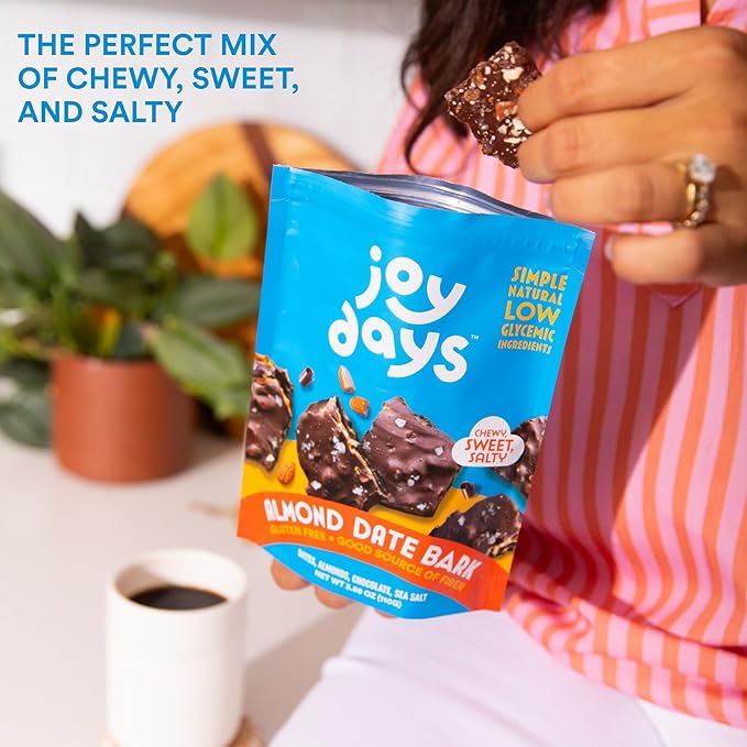 Joydays Dark Chocolate Date Bark 2 Flavor Pack (Peanut &amp Almond) Dates Sea Salt Roasted Peanuts or Almonds Gluten Free Vegan Healthier Snacks for Adults &amp Kids No Added Sugar 3.88 oz