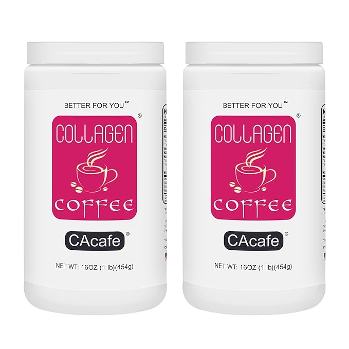 CAcafe Collagen Coffee | No Added Sugar 13g Protein | Ultimate Superfoods Blend of Collagen Coconut and Colombian Coffee | Hot or Cold Instant Mix | Non-GMO | 12.7oz Each (2-Pack)