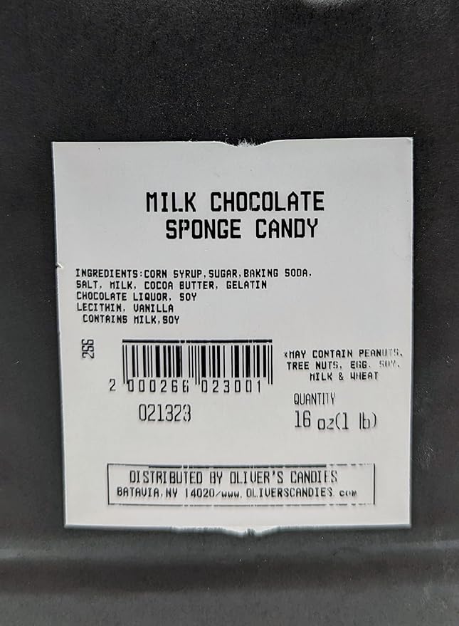 Oliver's Sponge Candy - Milk Chocolate 1 pound