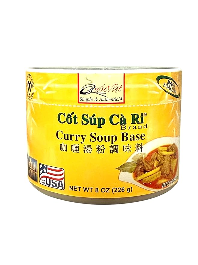 Combo - Curry Soup Base and Tom Yum Thai Soup Base - Cot Sup Ca Ri va Cot Sup Lau Thai - 10 Oz per Jar with 2 Jars per Order - Product of USA