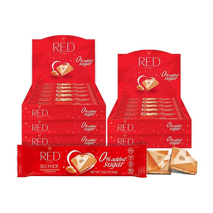 RED Delight®™ Blonde Caramelized White Chocolate 12 Count Box of Grab N Go Travel Size Bars (0.92 Ounces Each) (5 Boxes - Total of 60 Bars)