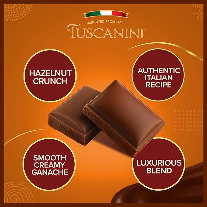 Tuscanini Italian Chocolate Bar Dark &amp Smooth 3.5oz (4 Pack) | Imported from Italy | Vegan Gluten Free | Dairy Free | Rich Dark Chocolate with Hazelnut &amp Vanilla | Gourmet European Chocolat