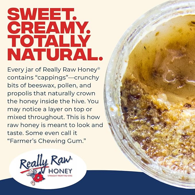 Really Raw Honey Straight from the Hive Never Heated or Filtered Harvested from Small USA Family Farms Smooth and Dense (42 Ounce)