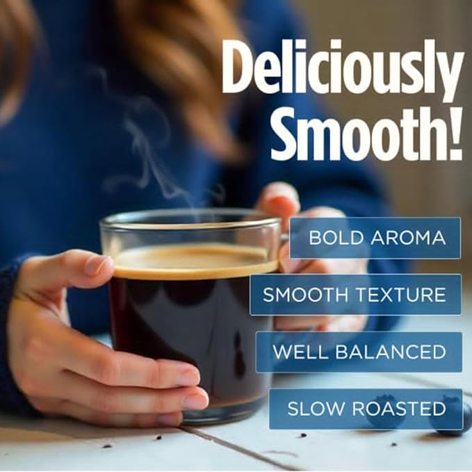 VitaCup Perfect Blueberry Flavored Low Acid Coffee Pods Organic Fair Trade Dark Roast Single Origin from Guatemala Clean &amp Pure Single Serve Pods 32 Ct