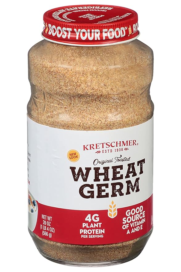 Kretschmer Original Toasted Wheat Germ Boost Your Food with 20 Ounce Glass Jar (Pack of 4)