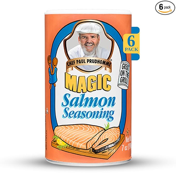 Chef Paul Magic Seasonings Blends Salmon Magic Seasoning | Salmon Seasoning with Herbs &amp Spices | Seafood Seasoning for Cooking | Fish Blend | Kosher &amp Halal Certified | 7 oz (Pack of 6)