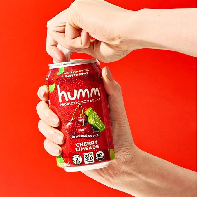Humm Whole30 Approved Kombucha Cherry Limeade Organic Vegan &amp GMO Free (24 Pack)