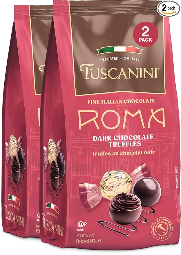 Tuscanini Fine Italian Dark Chocolate Truffles Roma 5.4oz (2 Pack) | Gourmet Italian | Dairy Free | Premium Gift | Perfect for Holidays &amp Celebrations