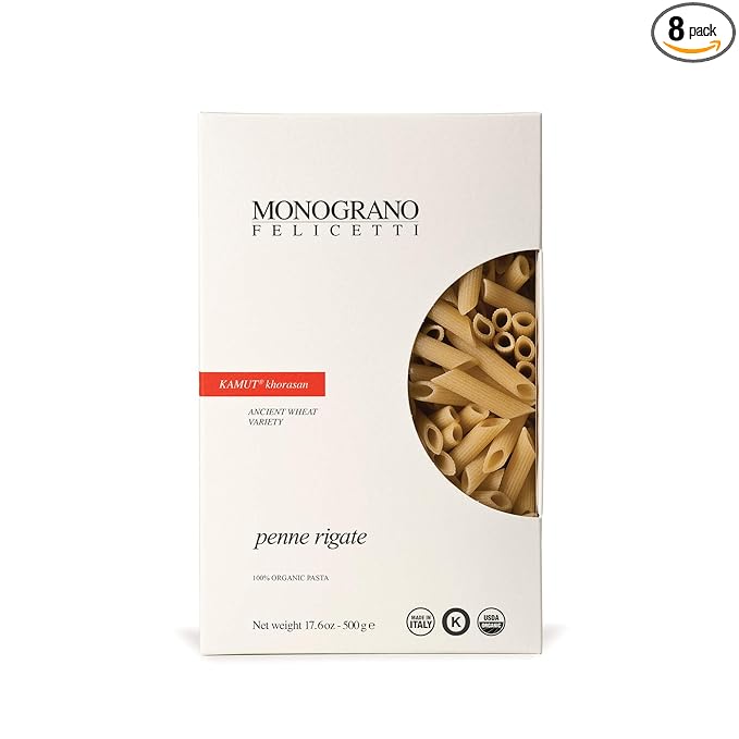 Monograno Felicetti Kamut Penne Rigate Pasta Italian Organic Non-GMO 17.6oz (500g) 8 Pack