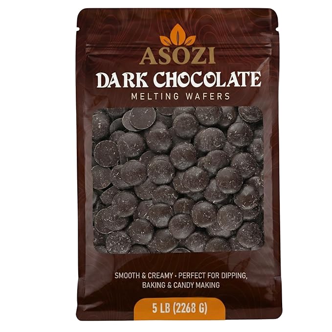 Dark Chocolate Melting Wafers 5lb – Smooth and Creamy Perfect for Dipping Baking Candy Making and Decorating Desserts – Ideal for Fountains Coating and Molded Chocolates (Dark)