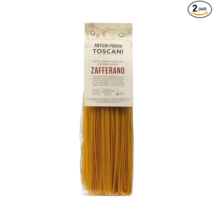 ANTICHI PODERI TOSCANI Handmade Flavored Pasta Saffron Linguine 8.8oz | Imported from Italy Pack of 2