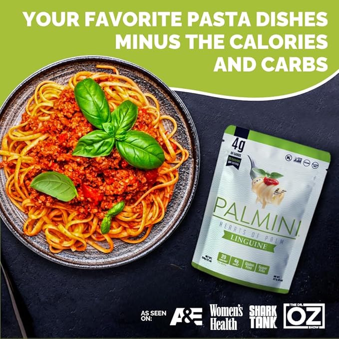 Palmini Linguine Pasta | Low-Carb Low-Calorie Hearts of Palm Pasta | Keto Gluten Free Vegan Non-GMO Plant Based Healthy Noodles | As Seen on Shark Tank |(12 Ounce - Pack of 6)