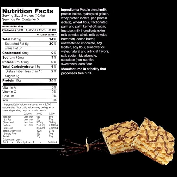 ProtiWise High Protein Wafers | Vanilla | 15g Protein Per Serving Low Carb Low Sugar High Fiber Snack | Gluten-Free Keto-Friendly Diet for Hunger Control &amp Weight Loss | Pack of 2 (5/Box)