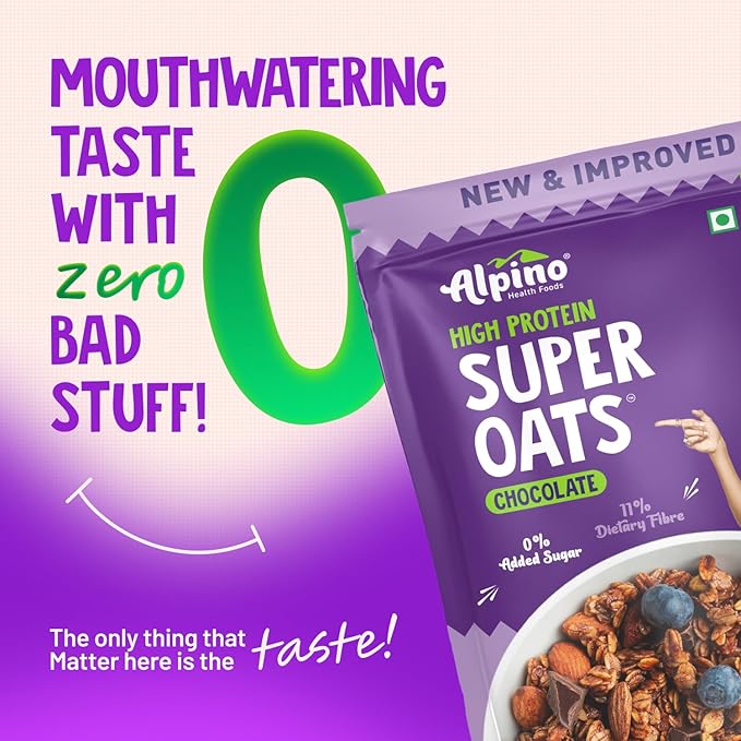 ALPINO Peanut Butter Super Oats Chocolate | 21% High Protein | Made with Rolled Oats Chocolate Peanut Butter &amp Cocoa | No Added Sugar &amp Salt | Gluten-Free | Vegan (35.2 oz)