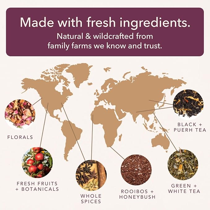 Loose Leaf Tea Sampler – 5 Caffeinated Blends Including Creme Brulee Earl Grey Peach Oolong Citrus Mint Pecan and Floral Black – 75 to 100 Cups – Handcrafted in USA – Plum Deluxe