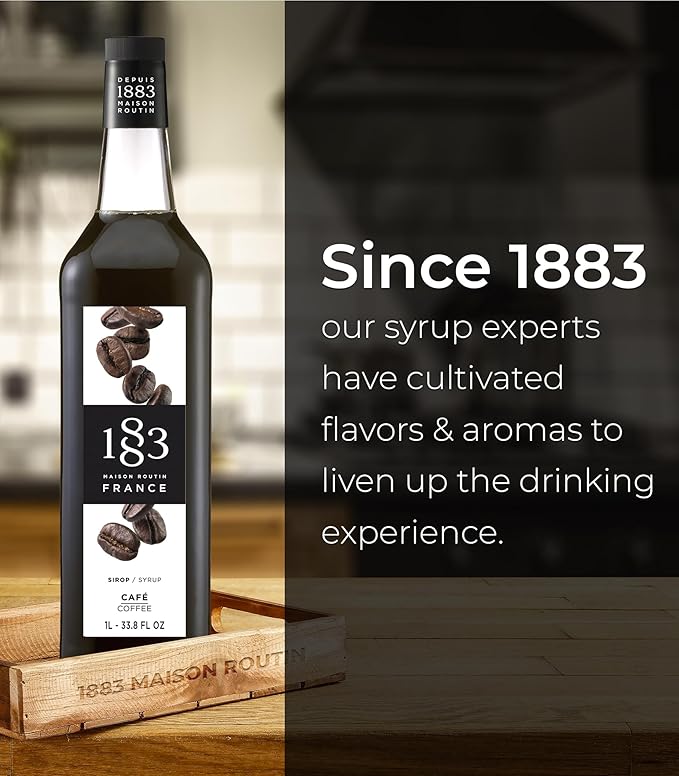 1883 Coffee Syrup for Drinks Made in France 1 Liter Glass Bottle