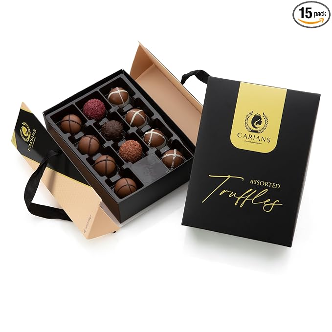 CARIANS Chocolate Gourmet Truffles Box Chocolate Gift Box Box of Candy Assorted Luxury Chocolate Basket Dark Milky Hazelnut Truffles Great for Gift Giving and Anniversary 11 Pcs.