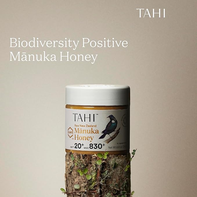 Tahi Raw Manuka Honey New Zealand UMF 20+ Certified (MGO 830+) - 100% Sustainable Monofloral and Natural Honey - Non-GMO Glyphosate-Free and Gluten-Free - New Zealand Manuka Pure Honey - 8.81oz