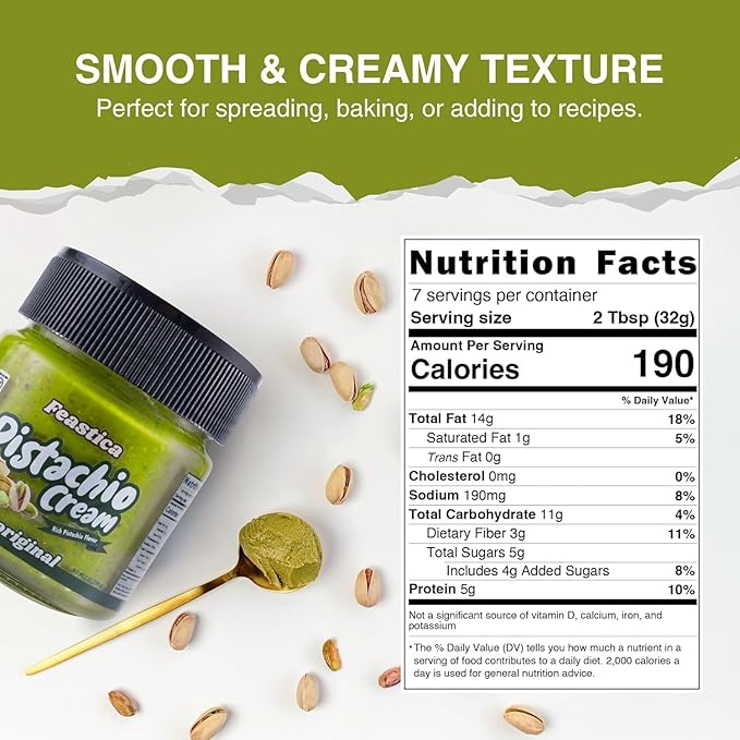 FEASTICA Pistachio Cream Original – 70% Pistachio Spread Rich Nutty Gluten-Free Vegan No Palm Oil – Ideal for Toast Pastries and Gourmet Recipes