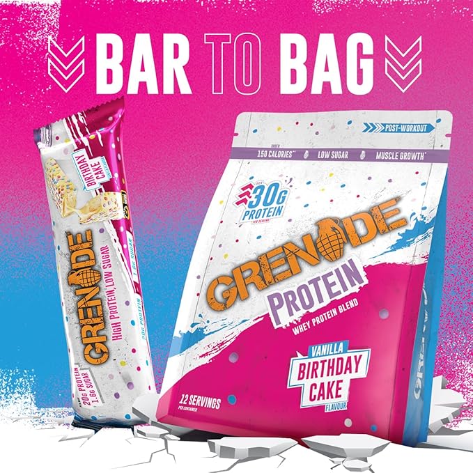 Grenade Carb Killa High Protein and Low Sugar Candy Bar 12 x 60 g - Birthday Cake