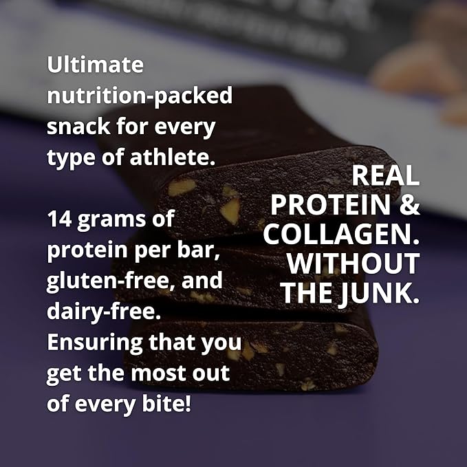 Fuel 4 Ever Collagen Protein Bars | 14G Protein Gluten Free Dairy Free No Stevia or Artificial Ingredients Added Sweetened with Honey | Chocolate Almond Flavor (Box of 12)