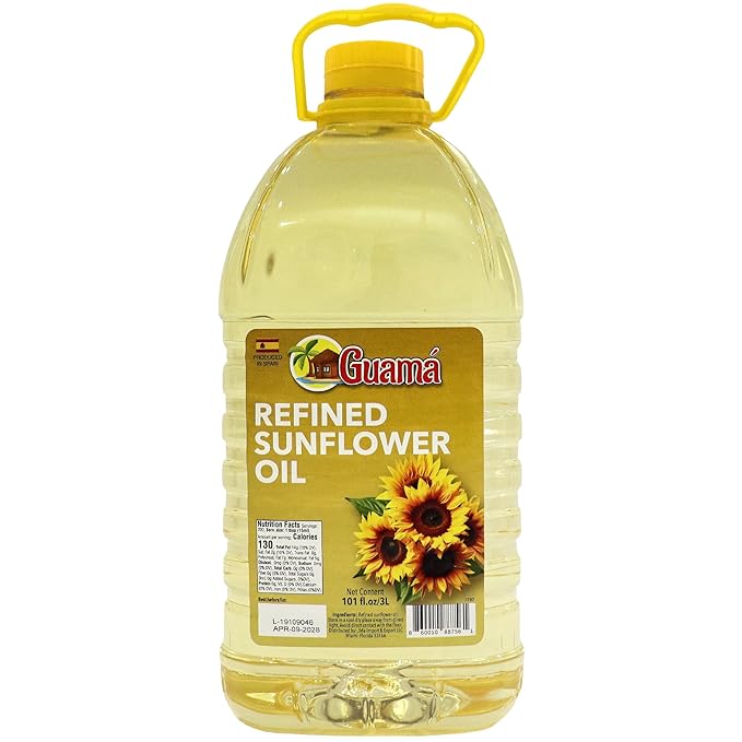 GUAMA - Sunflower Oil Cooking - Refined Sunflower Oil 3L 101 fl oz All-Purpose Cooking Oil from Spain High Smoke Point Rich in Vitamin E - Aceite para Cocinar Frying Oil Sunflower Seed Oil