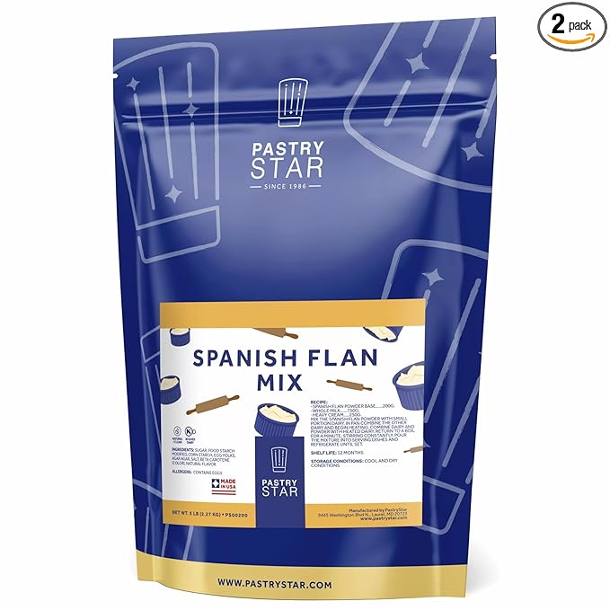 Pastry Star Spanish Flan Powder Mix Pack of 2 Bags 5 Pounds Each All-Natural Premium Quality