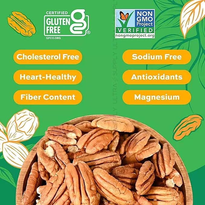 Members Mark Natural Pecan Halves (32 oz.) Unsalted Raw Pecans Fresh &amp Resealable Bag Great for Baking Snacking and Cooking