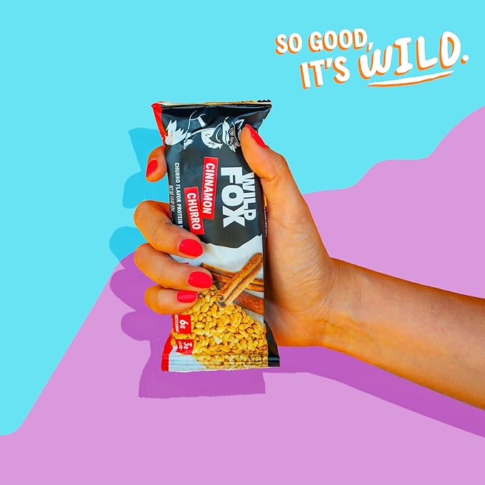 Wild Fox Protein Bars - Keto-Certified High Protein Snack with No Refined Sugar Great Taste 15g Protein and No Seed Oils Cinnamon Churro