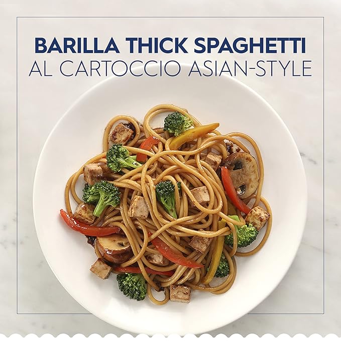Barilla Thick Spaghetti Pasta 16 oz. Box (Pack of 20) - Non-GMO Made with Durum Wheat Semolina - Kosher Certified