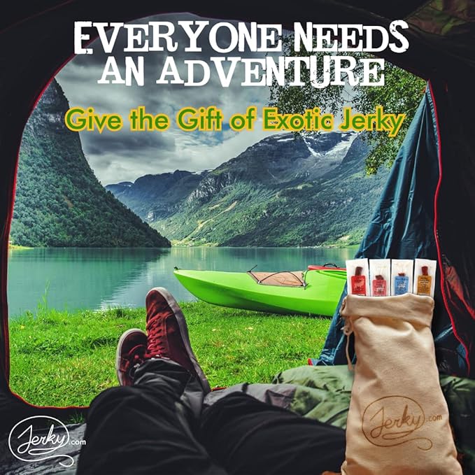 Jerky.com Exotic Meat Sticks Gift Bag | Wild Game Jerky Sampler with Venison Elk &amp Wild Boar | 12pc High Protein Jerky Gift basket | Unique Birthday Gifts for Men