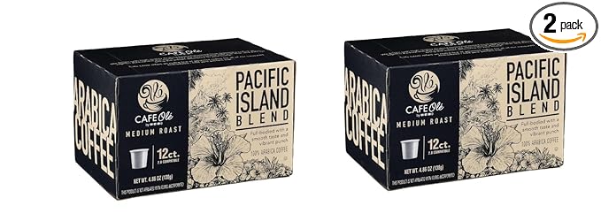 Cafe Ole HEB Single Serve Coffee Pods 12 count - 2 boxes (Pacific Island Blend)