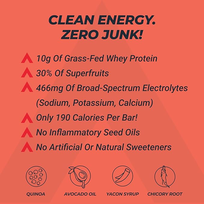 TITANIUM Protein Energy Bars - Fruit Bars with Dried Superfruits Quinoa 10g Of Protein Chocolate Chip - Alternative To Cliff Bars - Snack Bars Healthy Food - Camping Snacks Hiking Food - Healthy
