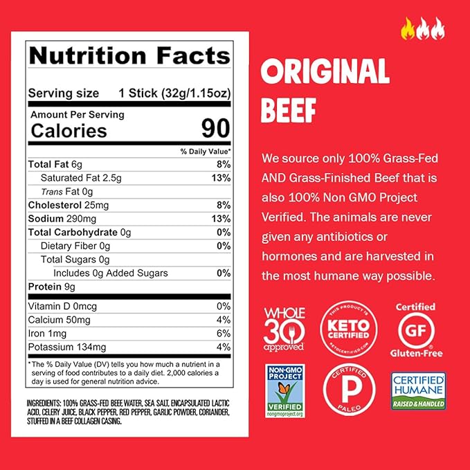 Chomps Variety Trial Pack Grass Fed and Free Range Beef &amp Turkey Sticks 8 Flavor Pack - Keto Paleo Whole30
