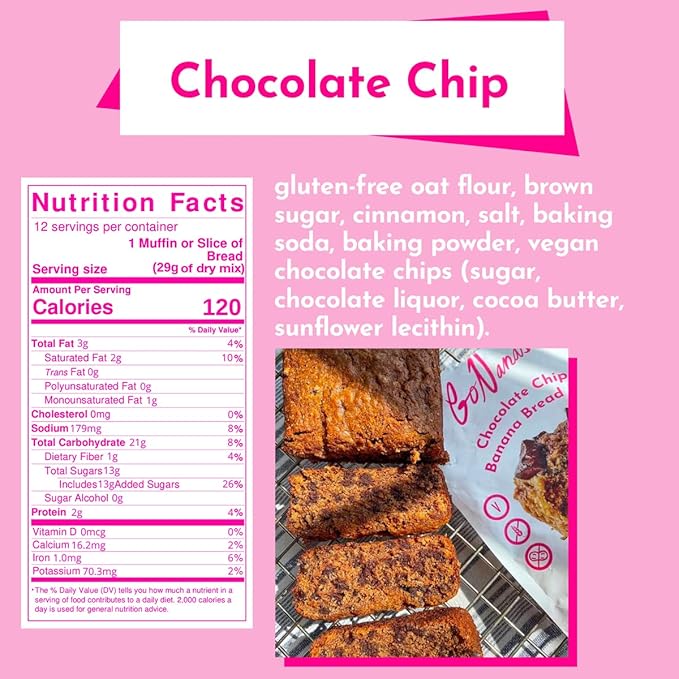 GoNanas Banana Bread Mix - Bundle of 3 Flavors. Vegan Gluten Free Healthy Snacks. Oat Flour Banana Bread or Banana Muffin Mix. Women Owned US Ingredients Dairy Free Nut Free Delicious Snacks