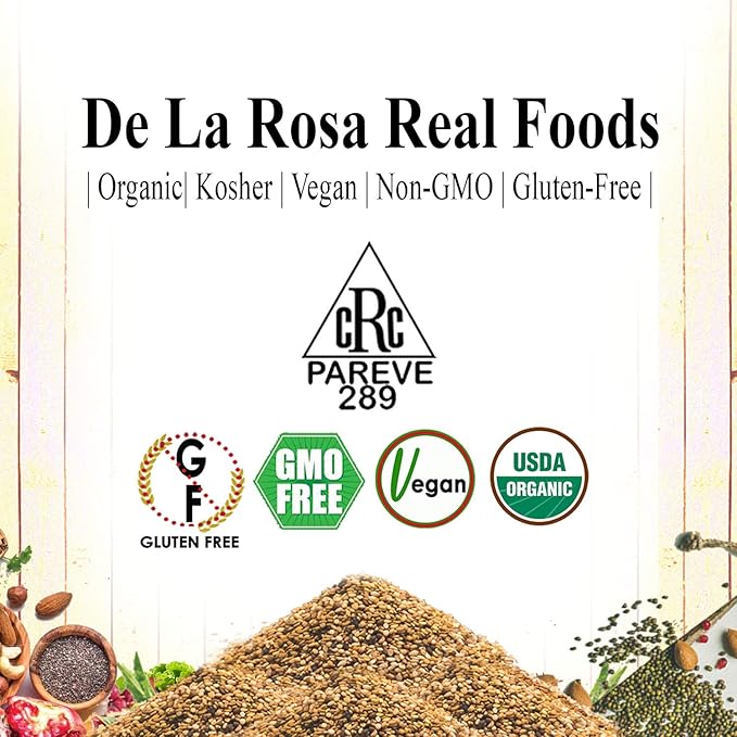 De La Rosa Organic Sesame Oil Cold Pressed &amp Unrefined Vegan Kosher Non-GMO &amp Gluten Free Great for Salad Dressings Marinades &amp More | 1 Gallon (Pack of 1)