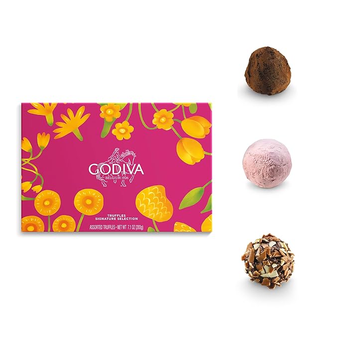 Godiva Signature Truffles Limited Edition Spring Gift Box Belgian Dark &amp Milk Chocolates with Ganache Centers Gourmet Easter Chocolate Gifts Kosher 15 Pc
