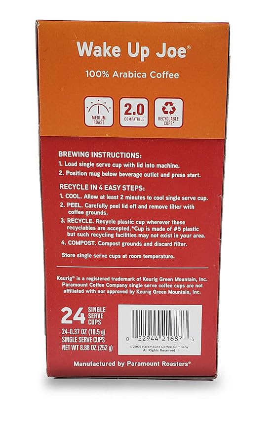 Joe Knows Coffee Wake Up Joe Medium Roast 24 Single Serve Coffee