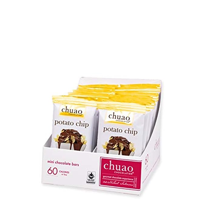 Chuao Chocolatier Potato Chip Milk Chocolate Mini Bars | Gourmet No Preservatives | For Gift Baskets Christmas Valentines Day Gifts for Women Men | 100 Pack