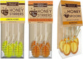 Melville Honey Spoon Bundle Pack of 3 Flavors - Honey Dipper Manuka Lemon Orange Blossom - 15 Honey Spoons For Tea - Delicious Candy Spoons - Hard Candy Honey Spoons Lollipop On Wooden Ball Sticks